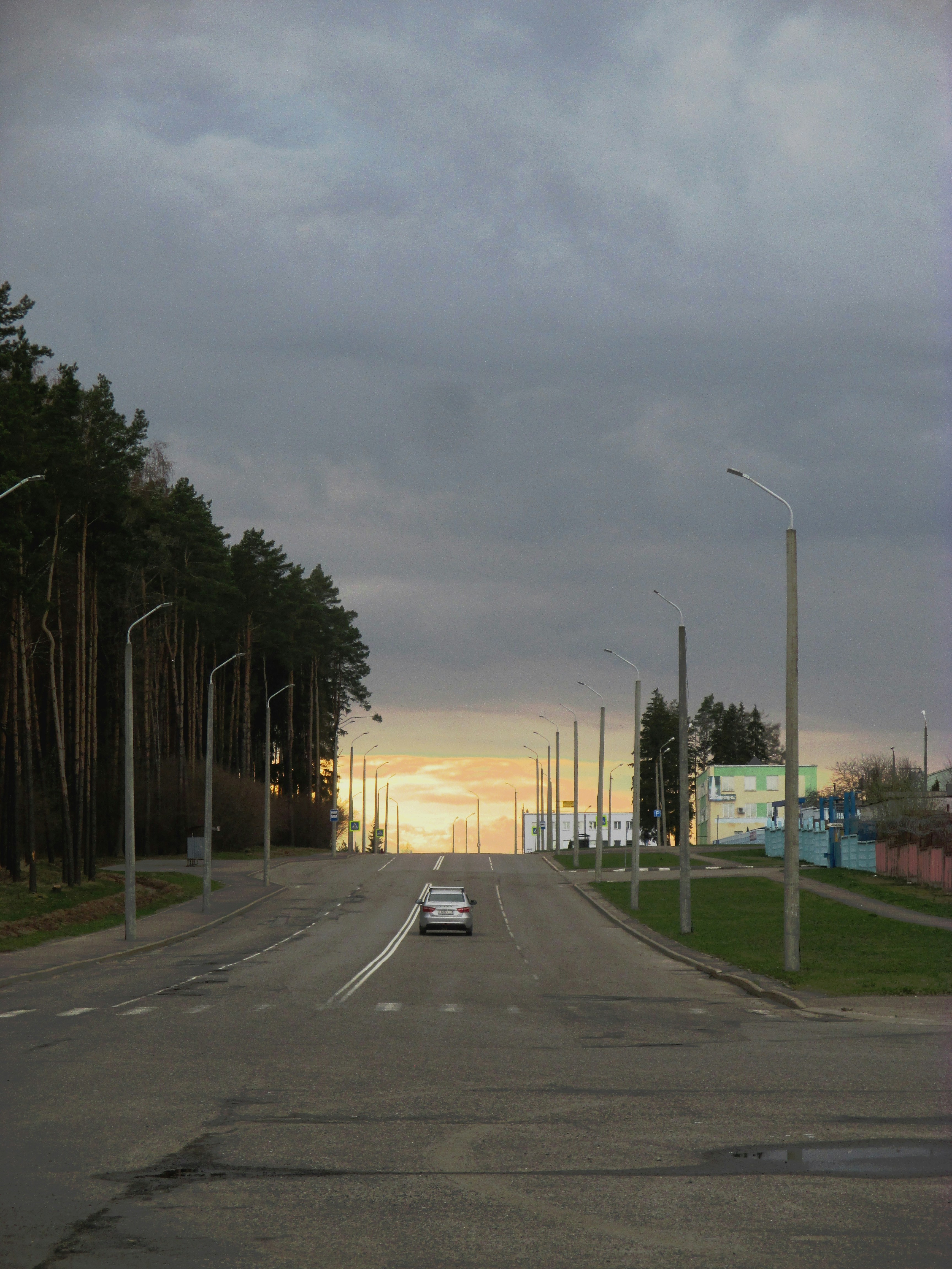 a car driving down a road